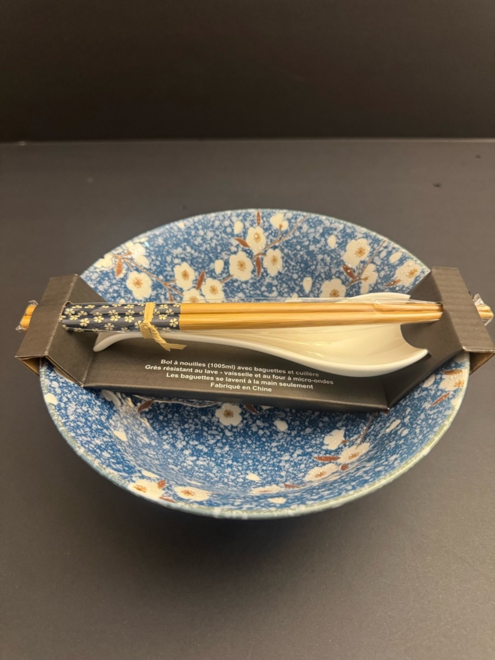 SH Home 4pc Ceramic Noodle Bowl with Chopstick & Spoon Set - Picture 4 of 5